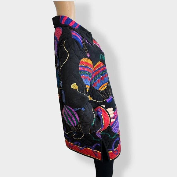 CARLISLE Balloon Print Silk Printed Jacket Coat - Picture 2 of 6